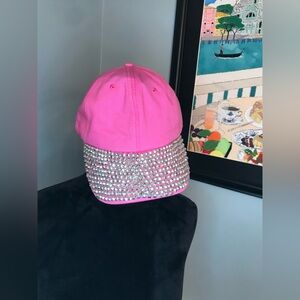 Pink and Silver Rhinestone Bling Baseball Cap